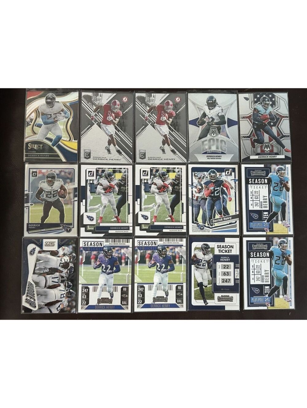 NFL RB DERRICK HENRY SELECT DIE CUT RED/YELLOW PARALLEL+2017-24 PANINI 15 CARD
